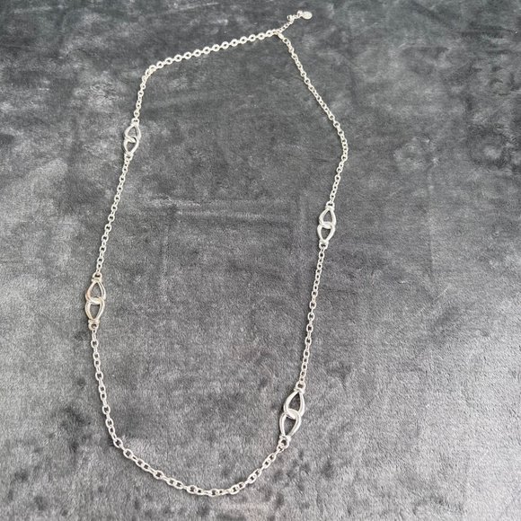 Liz Claiborne LC Silver Tone Necklace Eternal Links Long Layering Chain 40 in - Picture 3 of 7